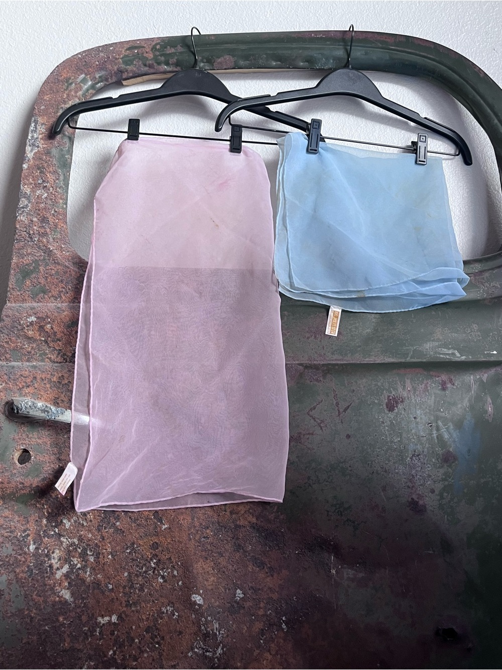 Set of 2 Sheer Pastel Pink and Light Blue Scarfs